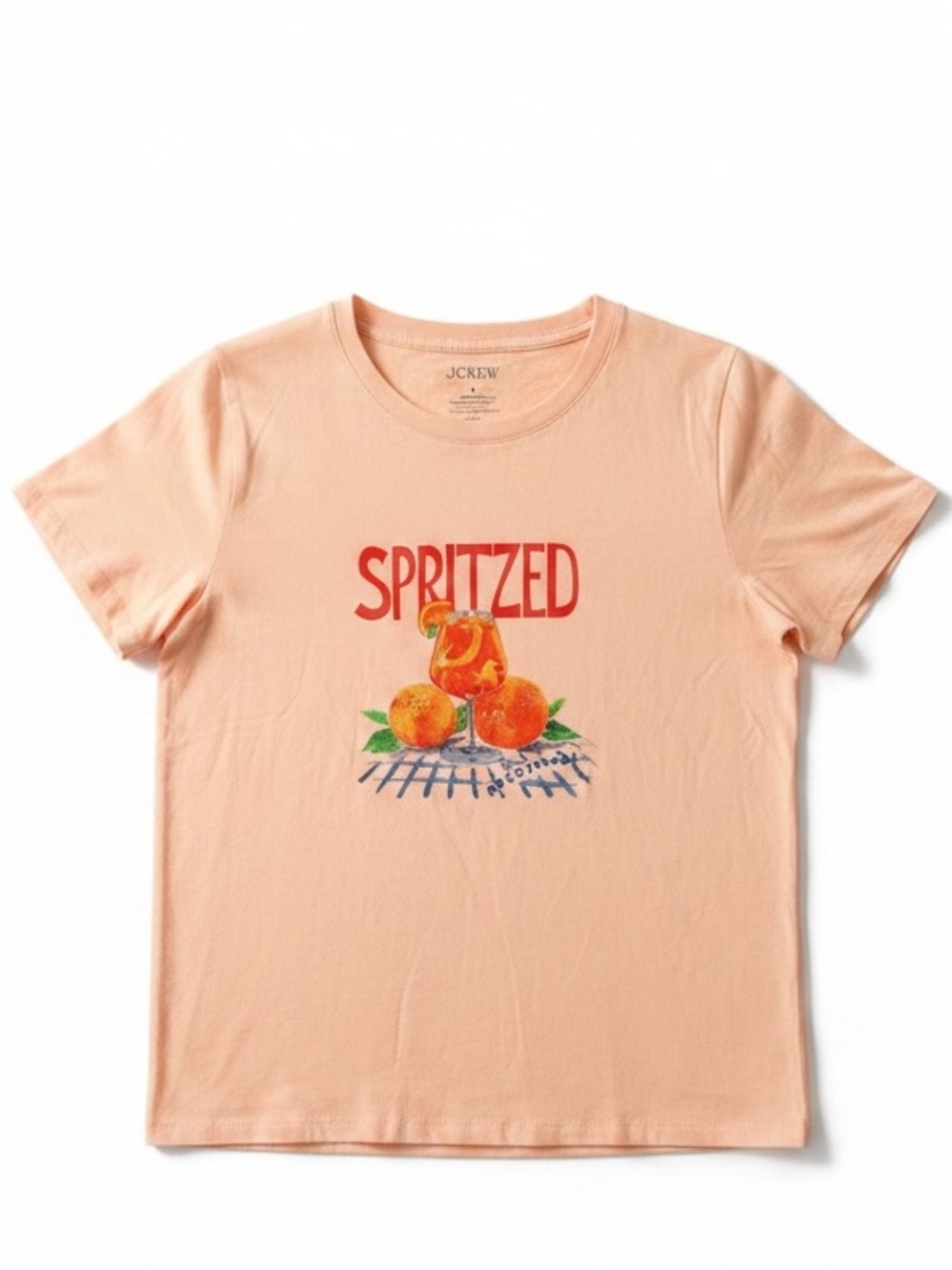 J Crew Apricot Aperol “Spritzed” Graphic Tee